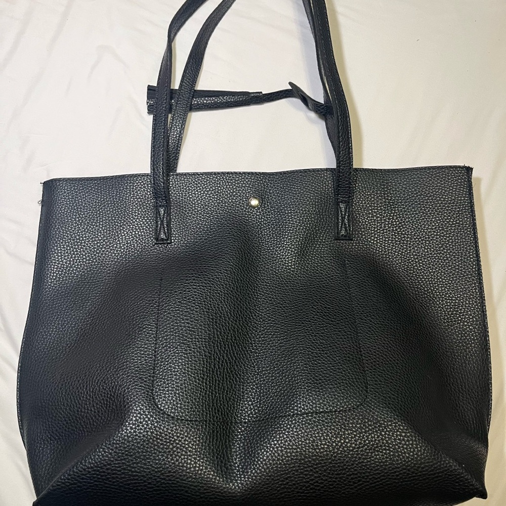 Black Textured Tote Bag